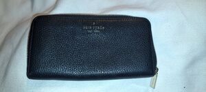 Kate Spade New York Black Pebbled Leather Zip Around Continental Wallet